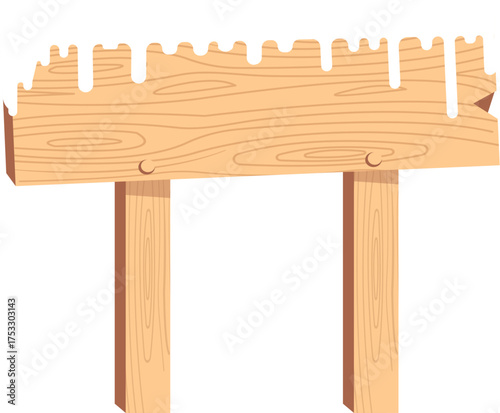 wooden signboard in snowy winter