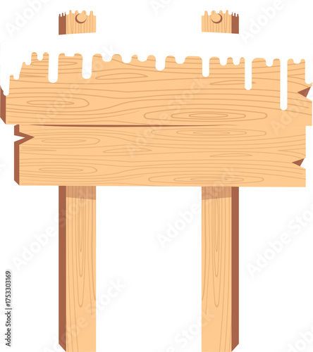 wooden signboard in snowy winter