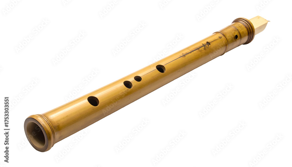 Naklejka premium Beige flute with holes, light wood, and a cylindrical shape