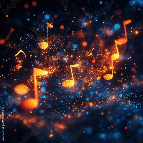 Wallpaper Mural Vibrant music notes floating in space abstract digital art cosmic environment creative viewpoint inspiring concept Torontodigital.ca