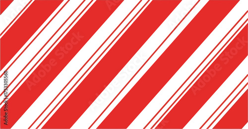 Festive red and white diagonal stripes pattern christmas candy cane background holiday design vector