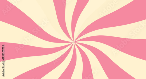 Swirling pink and cream abstract spiral sunburst pattern background vector