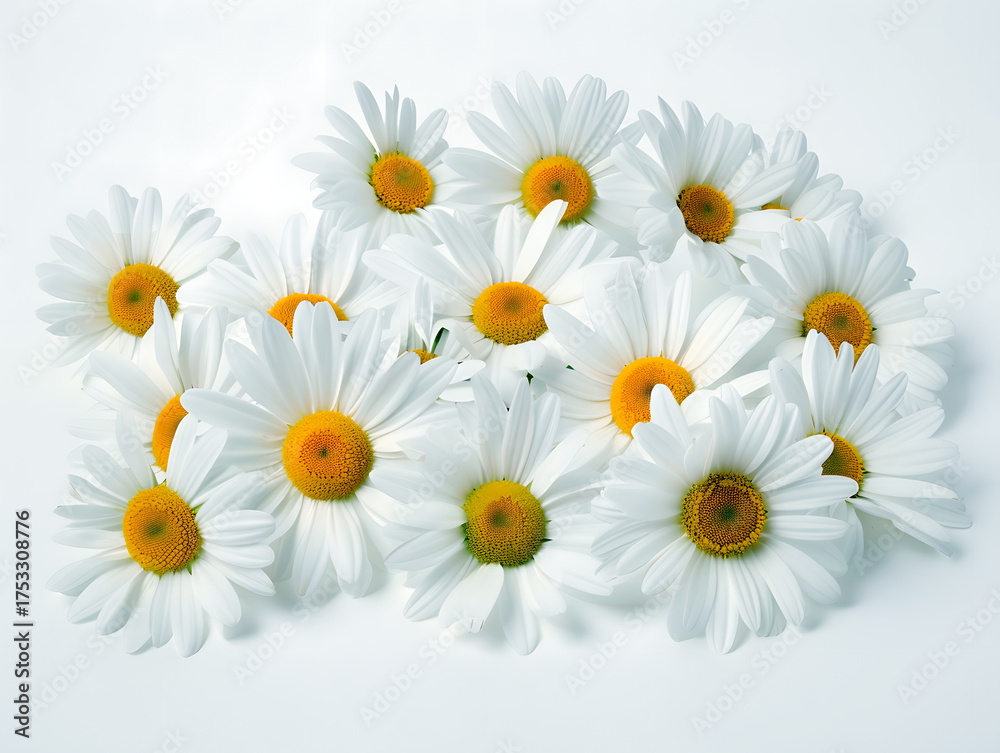 Fototapeta premium chamomile flowers arranged on white background