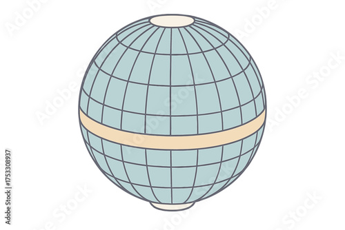 Isometric Globe Grid. Isometric vector illustration set meridian longitude latitude grid: educational globe grid view, meridian
