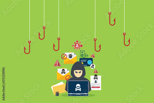 hacker in front of his computer committing digital cybercrime