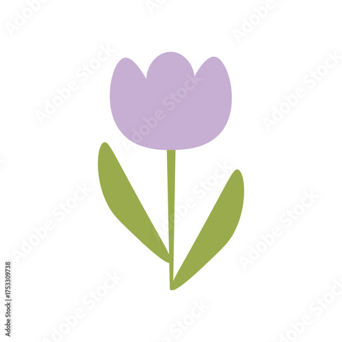 Purple Tulip Flower Illustration Hand-Drawn Floral Clipart for Social Media and Stationery