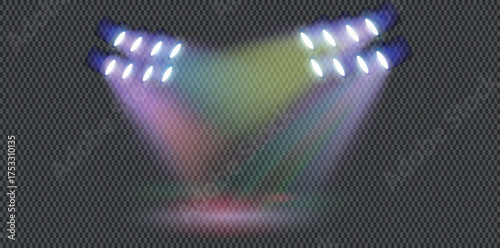 Empty Stage with Colorful Lights – Performance or Concert Setup- vector illustration - PNG format