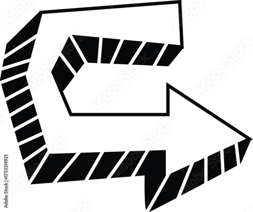 steep right downhill arrow vector illustration