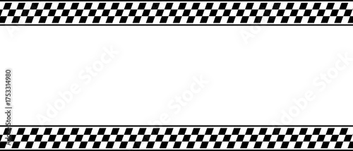Racing lines like a flag checkered pattern. Automobile black and white border for the start and finish. Background template with textured winner stripes.