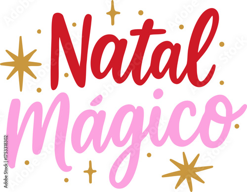 Natal Mágico Lettering Vector