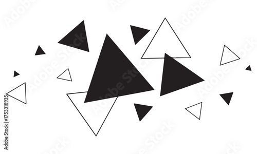 Abstract Geometric Pattern with Scattered Black and White Triangles