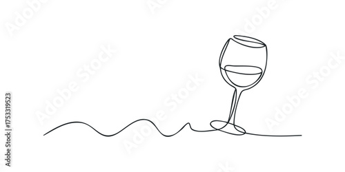 Single line drawing of a wine glass