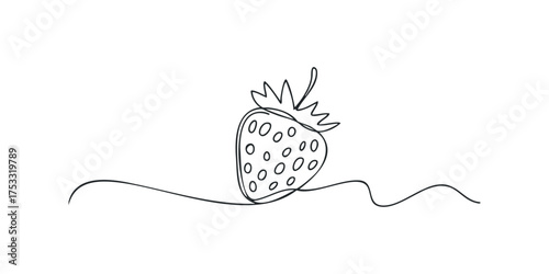 Single line drawing of a strawberry with seeds