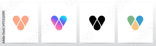 Rounded Rectangle Cross Overlap Lines Cutting Letter Initial Logo Design V