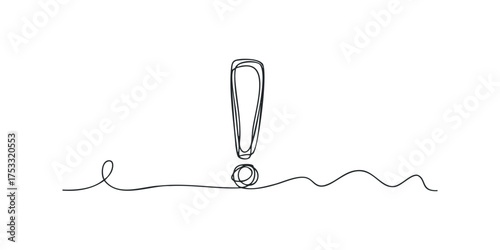 Exclamation point symbol formed by continuous line drawing