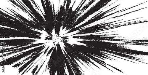 Circular starburst explosion texture. Distressed uneven grunge background. Abstract vector illustration. Overlay to create interesting effect and depth. Isolated on white background.