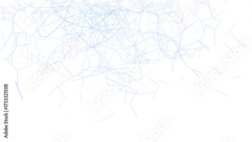 Abstract network of blue lines and dots on white background, representing connection, communication and technology. Ideal for data, AI, and futu