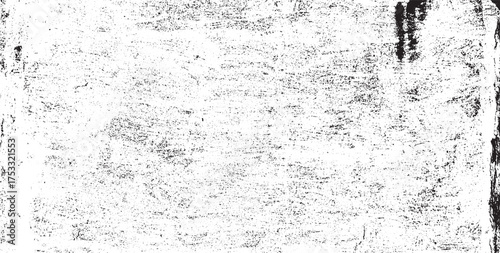 Monochrome texture composed of irregular graphic elements. Distressed uneven grunge background. Abstract vector illustration. Overlay for interesting effect and depth. Isolated on white background.
