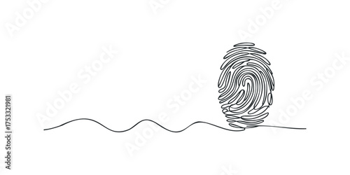 Continuous line drawing of a fingerprint on a wavy surface