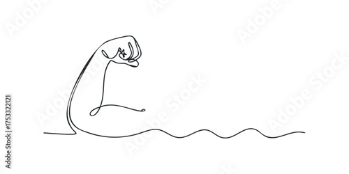 Single line drawing flexing arm muscle
