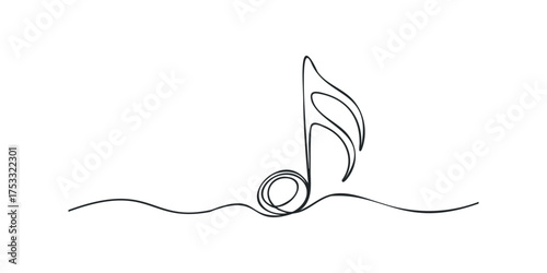 Single continuous line drawing of musical eighth note