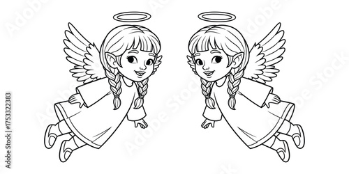 Collection of angel illustrations with celestial and religious elements