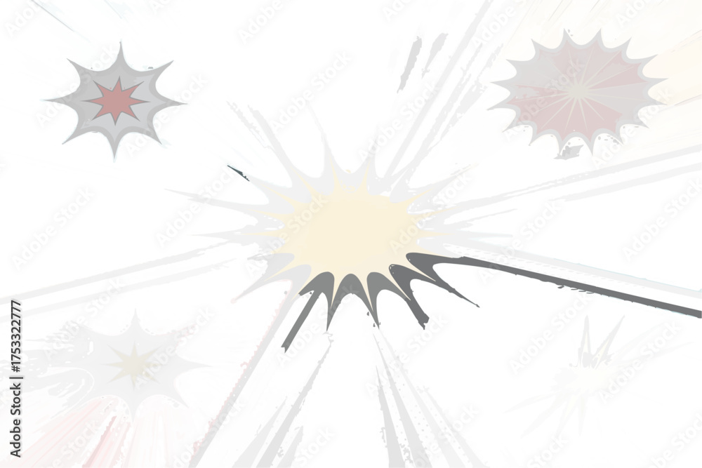 Obraz premium Abstract illustration of starbursts with varying shades and tones on a white plain background art