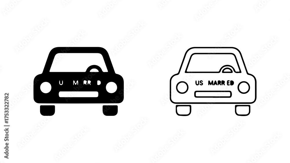 Fototapeta premium Just married car icons with transparent background
