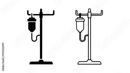Medical IV drip stand with transparent background