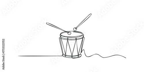 Minimalist Drum and Sticks Line Art