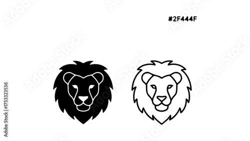 Photography Lion head outline and solid with transparent background