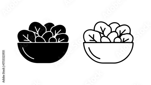 Salad bowl icon set with transparent background