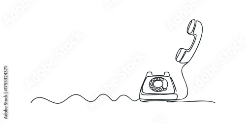 Line drawing of rotary phone with receiver off hook