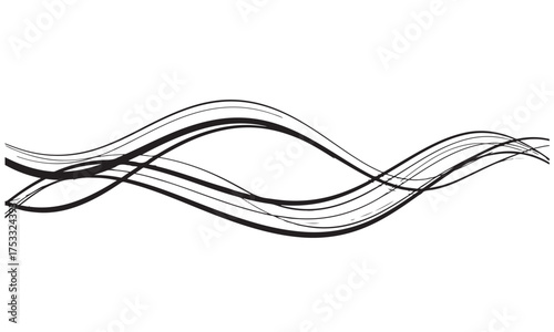 Abstract Black Wavy Lines Pattern on White Background