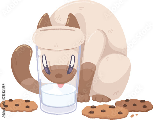 Cat with Milk and Cookies