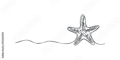 Single line abstract starfish drawing