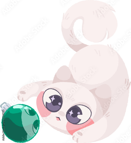 Kitten with Christmas Ball