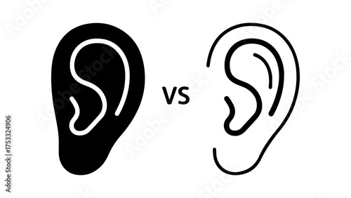 Ear icons comparison with transparent background