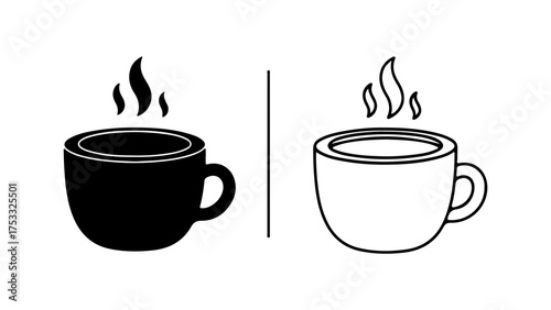 Hot beverage cups with steam with transparent background