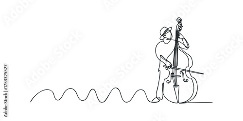 Line drawing of a musician playing the double bass