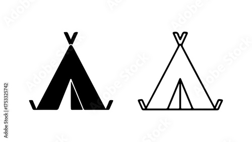 Teepee tents outline with transparent background