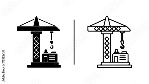 Construction crane icons with transparent background