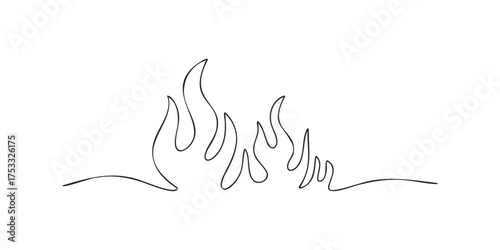 Abstract single line drawing of flames