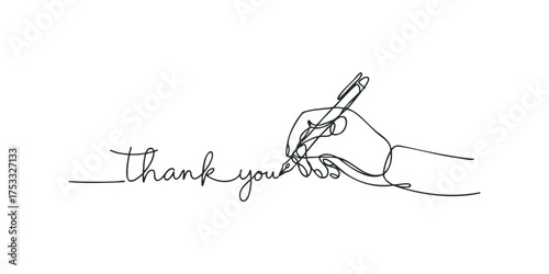Hand writing thank you message in calligraphy style