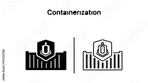 Containerization concept with outline and solid styles
