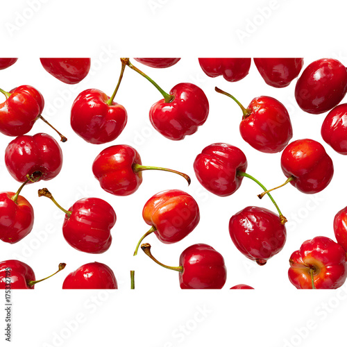 Luscious ripe cherries pattern against transparency, perfect for summer treats and healthy eating campaigns, bring freshness to your project