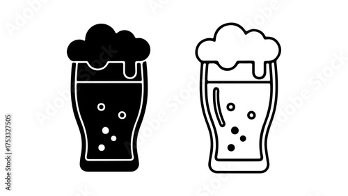 Beer glass with foam with transparent background