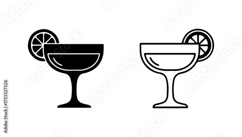 Cocktail glasses with orange slice with transparent background