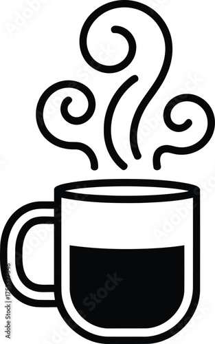 Hot Drink with Steam Icon a Simple Mug of Coffee or Tea for Cafe, Restaurant Menu or Beverage Concept