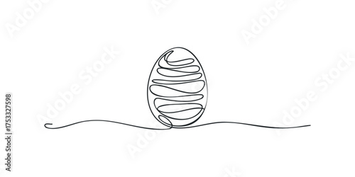 One line drawing of an egg shape with curved lines